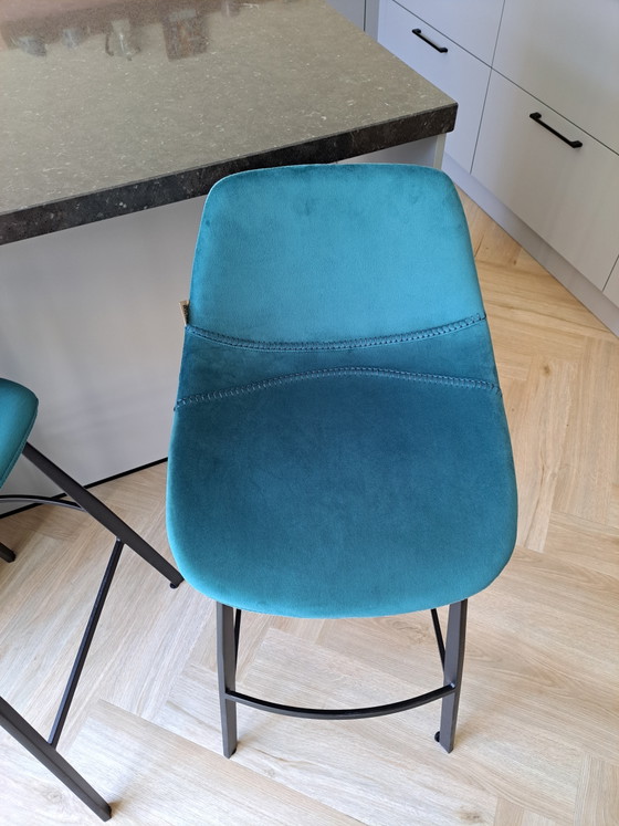Dutch Bone Velvet Barstools Blue (3) – Metal (photo 8 of 10)
