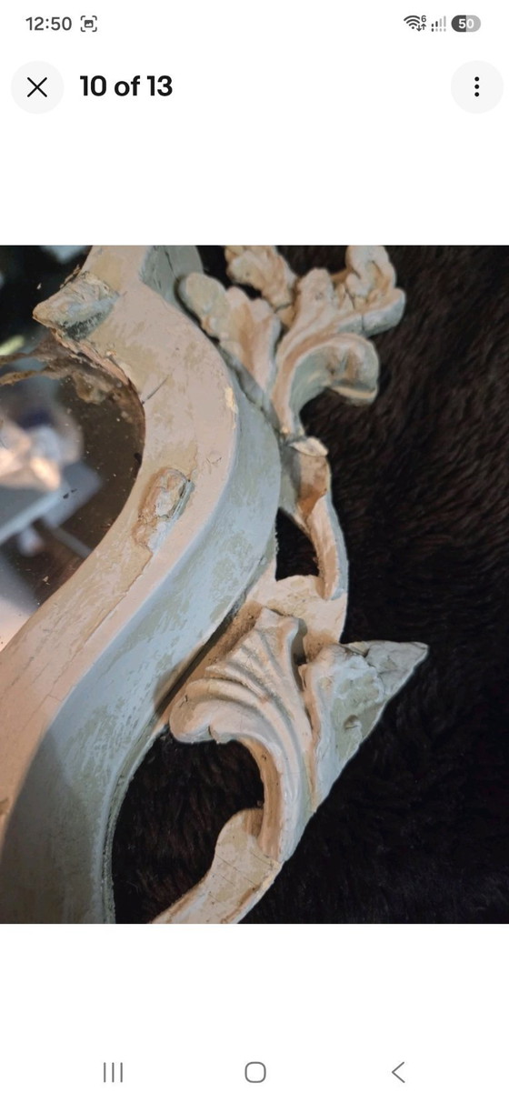 Specchio da parete vintage in stile barocco/rococò con cornice decorata in stile shabby chic. – Glass, Metal (photo 10 of 12)