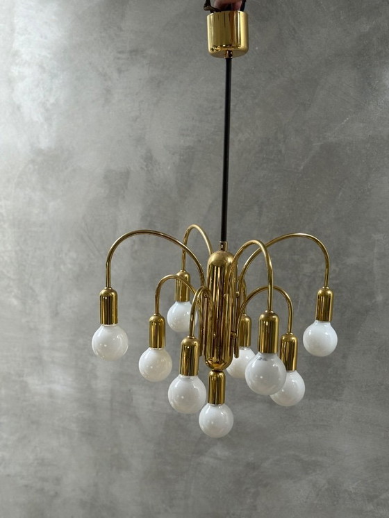 Image 1 of Lámpara de araña Sölken Leuchten de mediados de siglo con lámparas de pared a juego