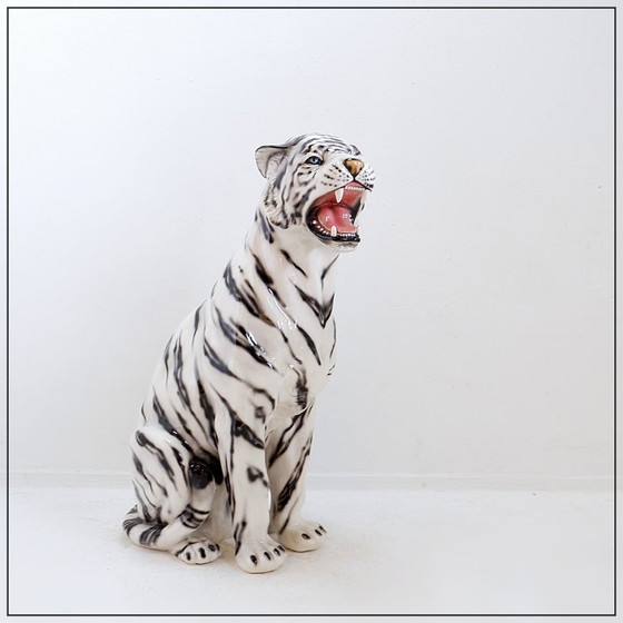 Image 1 of Ceramic White Tiger - Ceramiche boxer, Italy