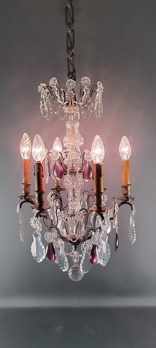 Lustre classique en cristal français vers 1910