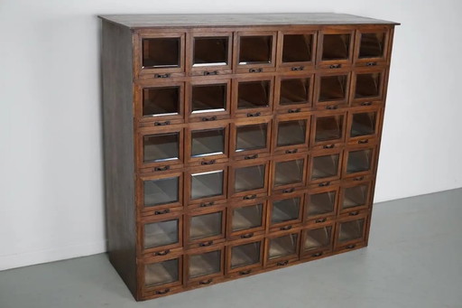 Antique German oak haberdashery cabinet, 1920s/1930s