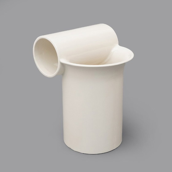 Image 1 of White ceramic vase by Enzo Bioli for Il Picchio, 1970s