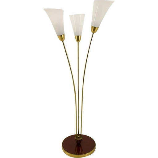 Vintage art deco lamp van messing en glas, Tsjechoslowakije 1940