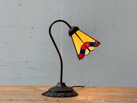 Image 1 of Vintage tafellamp in Tiffany-stijl, veelkleurig, jaren 70