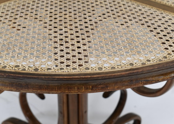Tavolo da pranzo Bistro Michael Thonet antico in legno curvato e canna - Austria, Tavoli da pranzo, Rattan (foto 6 di 10)