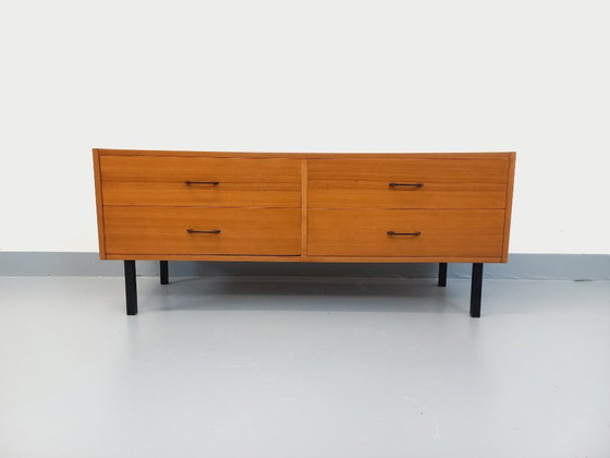 Image 1 of Small vintage modernist style sideboard in teak and metal from the 1960s