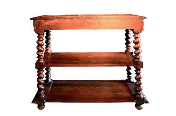 Console, desserte ou petit buffet en chêne, époque 1900, style Louis XIII – Wood (photo 3 of 13)