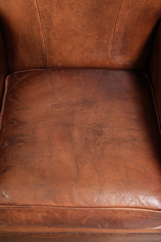2 comode poltrone vintage in pelle di pecora con borchie decorative. – Sedie da pranzo, Wood (photo 5 of 15)
