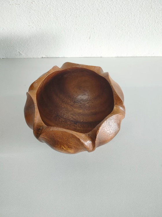 Image 1 of Vintage wooden 'Lotus Flower' appetizer server (appetizer dishes)