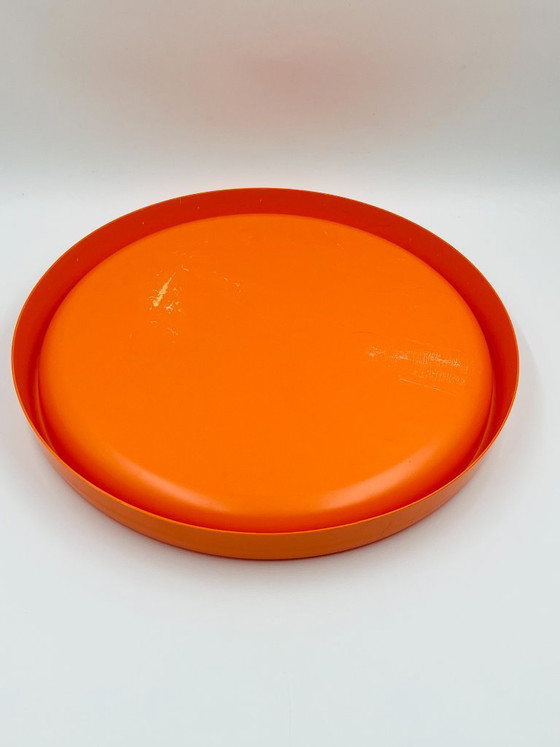 Large Orange Space Age Round Tray, Bowls, Plastic, Modern (photo 8 of 9)
