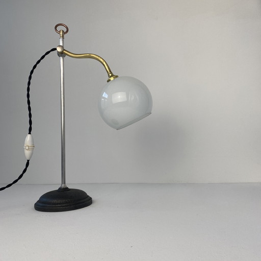 Ancienne Lampe Monte Et Baisse & Opaline Vintage