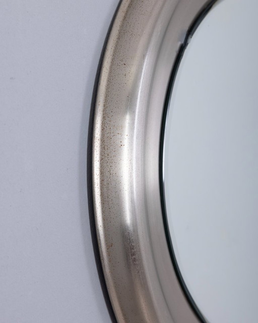 SPECCHIO ROTONDO DA PARETE VINTAGE ANNI 60 IN METALLO DESIGN GOFFREDO REGGIANI