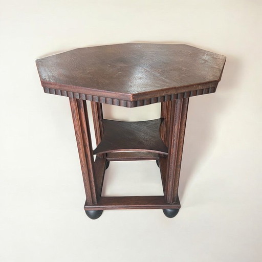 Table d'appoint Art déco en bois massif env. années 1920-1930