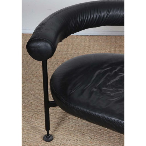 1980s two-seater leather bench seat