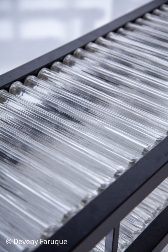 Image 1 of Grande lampadario a tubo di vetro , 1980