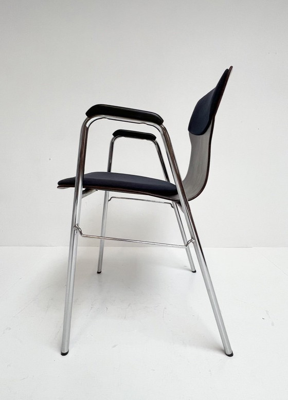 Image 1 of Satz von 6 gepolsterten Eromes Pagholz-Stühlen, 1960er Jahre