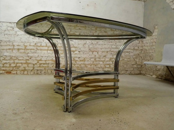 Tavolo in vetro fumé e metallo, 1970 – Tavoli da pranzo, Cristallo, Cromo, Vintage (photo 7 of 9)