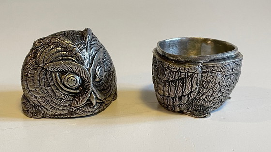 Image 1 of Scatola per gufi in peltro di Etienne Sergent FRANCIA