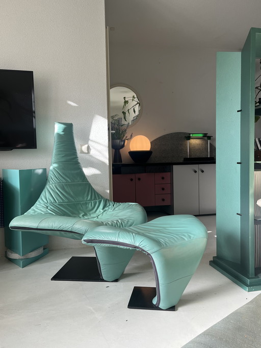 Postmoderner Harvink „Turner“ Relaxsessel, Jack Crebolder, mit Fußhocker