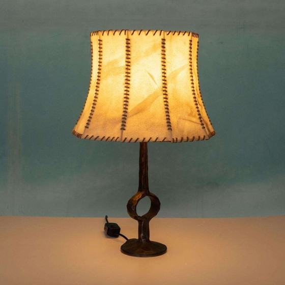 Image 1 of Brutalist table lamp 70s vintage bronze table lamp
