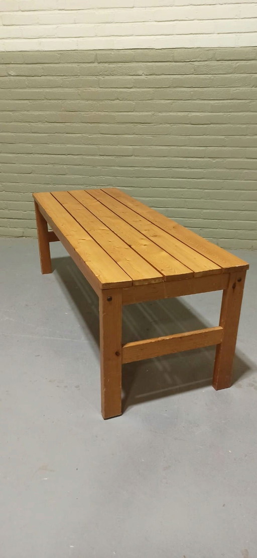 Mid century houten lattenbank