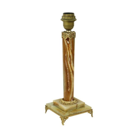 Image 1 of Classic Onyx and Brass Table Lamp