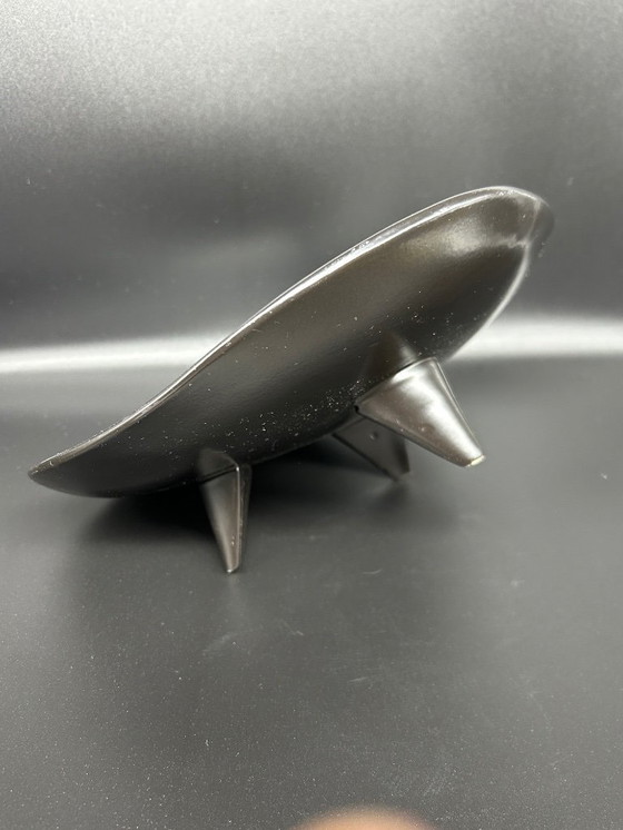 Image 1 of black ceramic trinket tray, 1950s