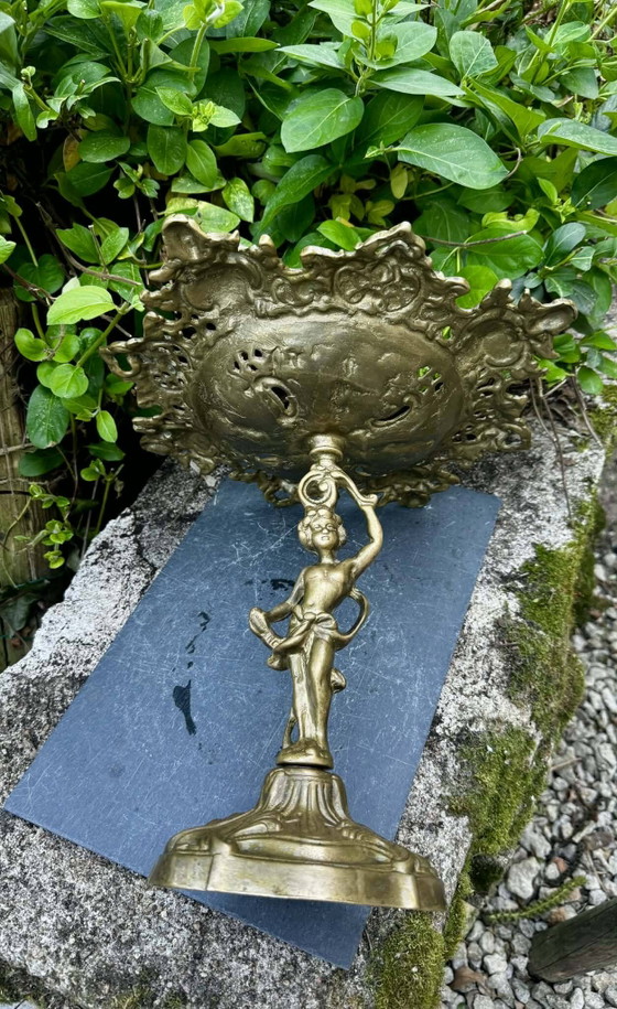 Large bronze fruit bowl from the 19th century. – Brass, Art Nouveau (photo 8 of 12)
