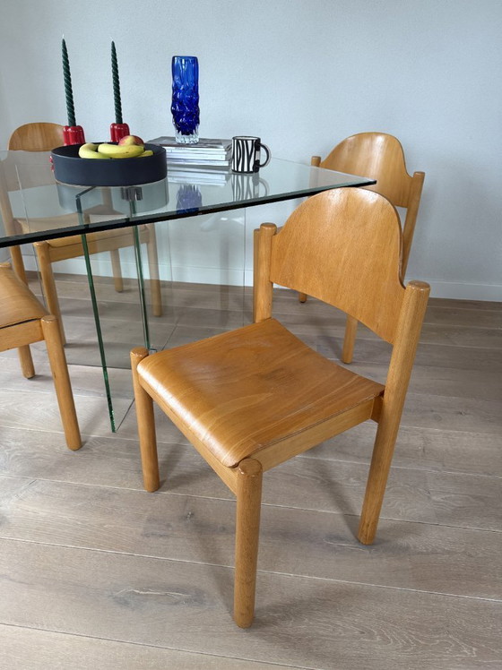 Image 1 of Set di 4 sedie da pranzo impilabili in compensato vintage