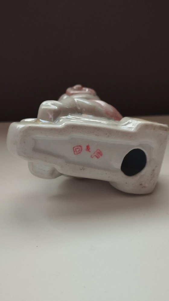 Image 1 of Mid-Century Lusterware Figurine – Baby on Tricycle – Davis & Freeman (Japan/USA)