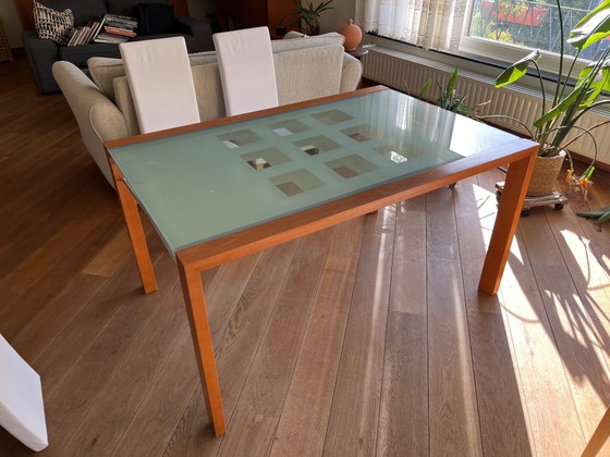 Ligne Rosset Dining Table Cherry Wood/Glass – Ligne Roset, Metal (photo 2 of 5)
