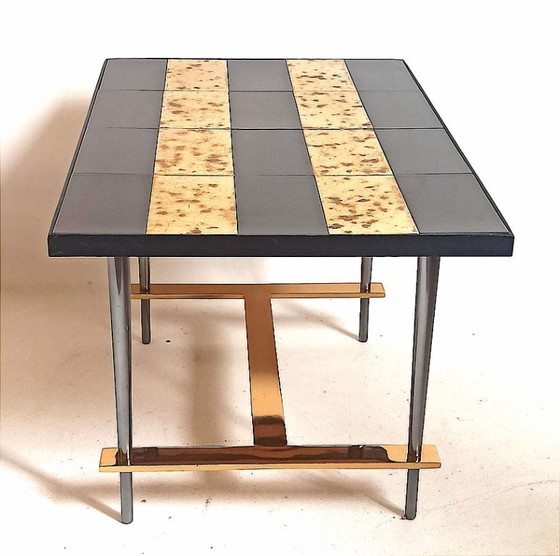 Image 1 of Salontafel uit de jaren 50, keramiek en bladgoud, hoogte 36 cm