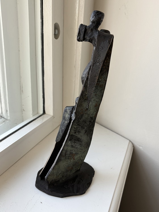 Image 1 of Renée van Leusden (Netherlands, 20th century) Stylized bronze sculpture – Standing female figure Signed and dated 1995