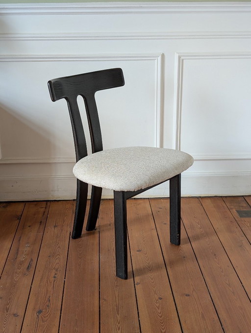 Set aus 4 Eichenholz-Esszimmerstühlen in T-Form