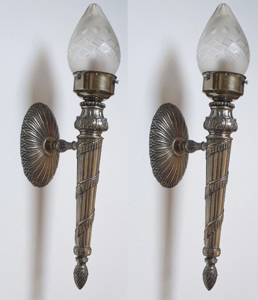 2 lampade da parete / torce in stile Art Déco Impero