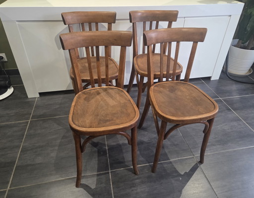 Juego de 4 sillas de bistró Fischel vintage, década de 1970. – eetkamerstoelen, Wood (photo 2 of 10)