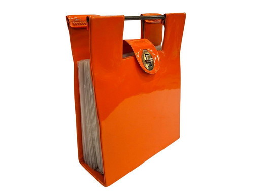 Seltener Schallplattenhalter aus den 1970er Jahren (45 U/min) – Pop / Space Age Orange