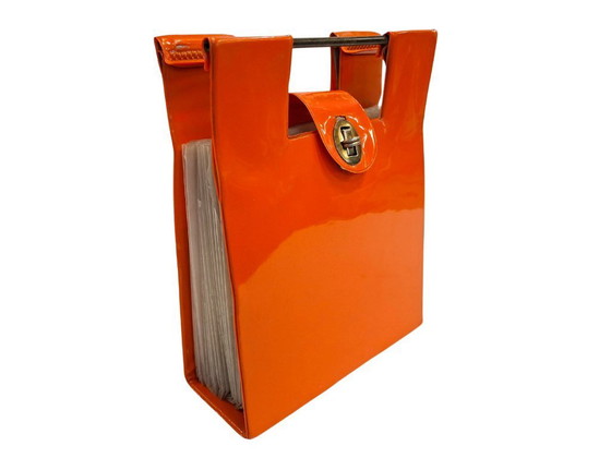 Image 1 of Seltener Schallplattenhalter aus den 1970er Jahren (45 U/min) – Pop / Space Age Orange