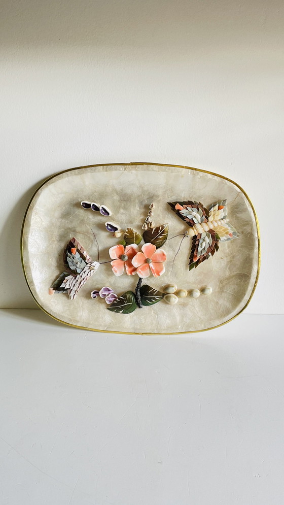 Image 1 of Vassoio vintage in madreperla e conchiglia