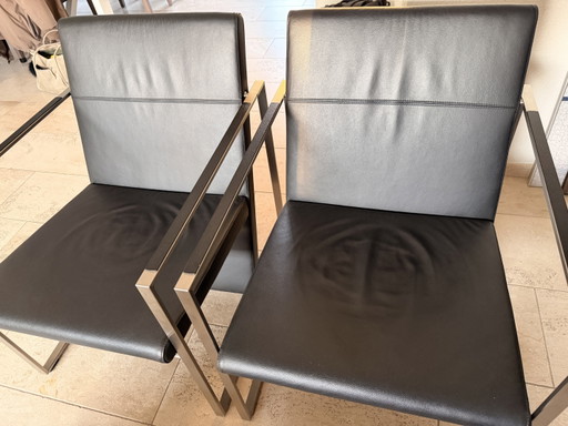 2 Design Stühle der Marke Arco – fauteuils, Leather, rvs