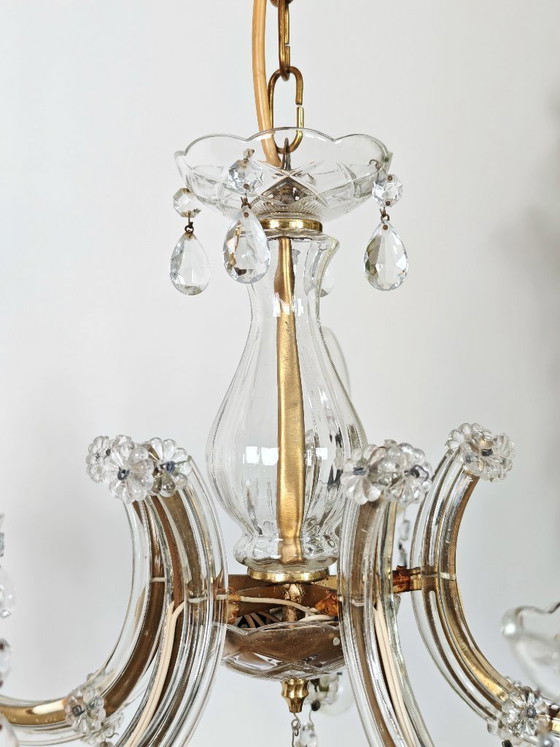 Image 1 of Antique French Chandelier with crystals Drops, 5 lights Baroque style dinning room chandelier