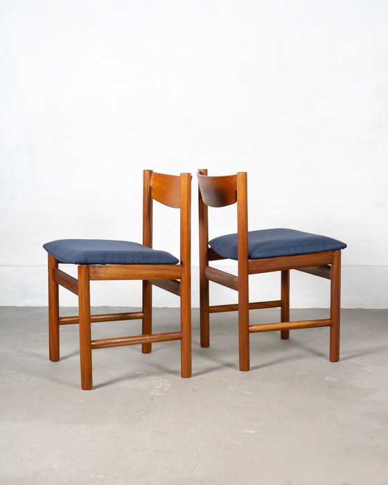 Image 1 of Mid-Century Dining Set by White and Newton Made of Teak and Blue Upholstery