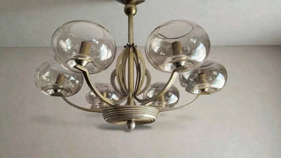 Art Deco Chandelier – Pendant lamps, Metal, Glass (photo 5 of 17)