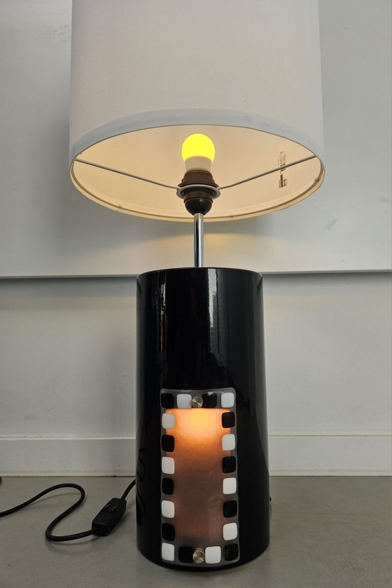 Vintage Brutalist Table Lamp Cerámicas Bondia 1970s, Ceramic, Black (photo 2 of 14)
