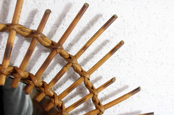 Image 1 of 1970s rattan sunburst mirror