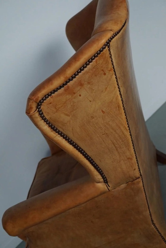 Image 1 of Vintage Nederlandse clubfauteuil van cognackleurig leer