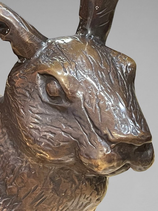 Scultura animale – Lepre / Coniglio in bronzo – 35 cm