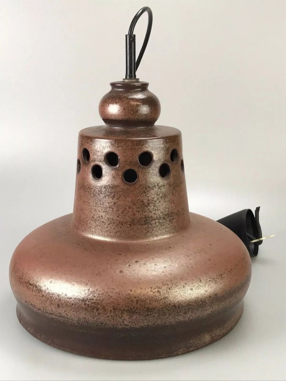 Image 1 of Lampada da soffitto in ceramica anni '60 e '70, stile Space Age, marrone