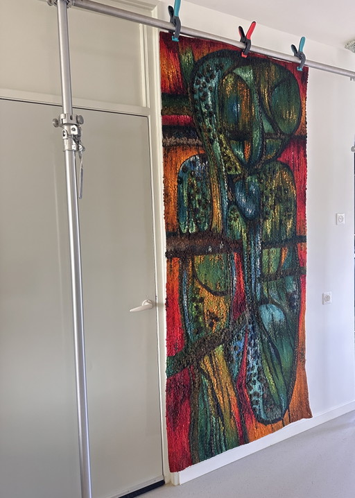 Kilim polaco “Puszcza” H. Sułkowska para ZWW, años 70 (2,15 x 0,95)